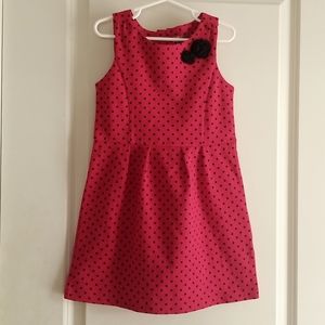 Osh Kosh Girls Dress Deep Red with Black Polka Dots 5T EUC